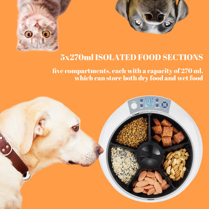 5-Meals Automatic Feeder Auto Pet Feeder
