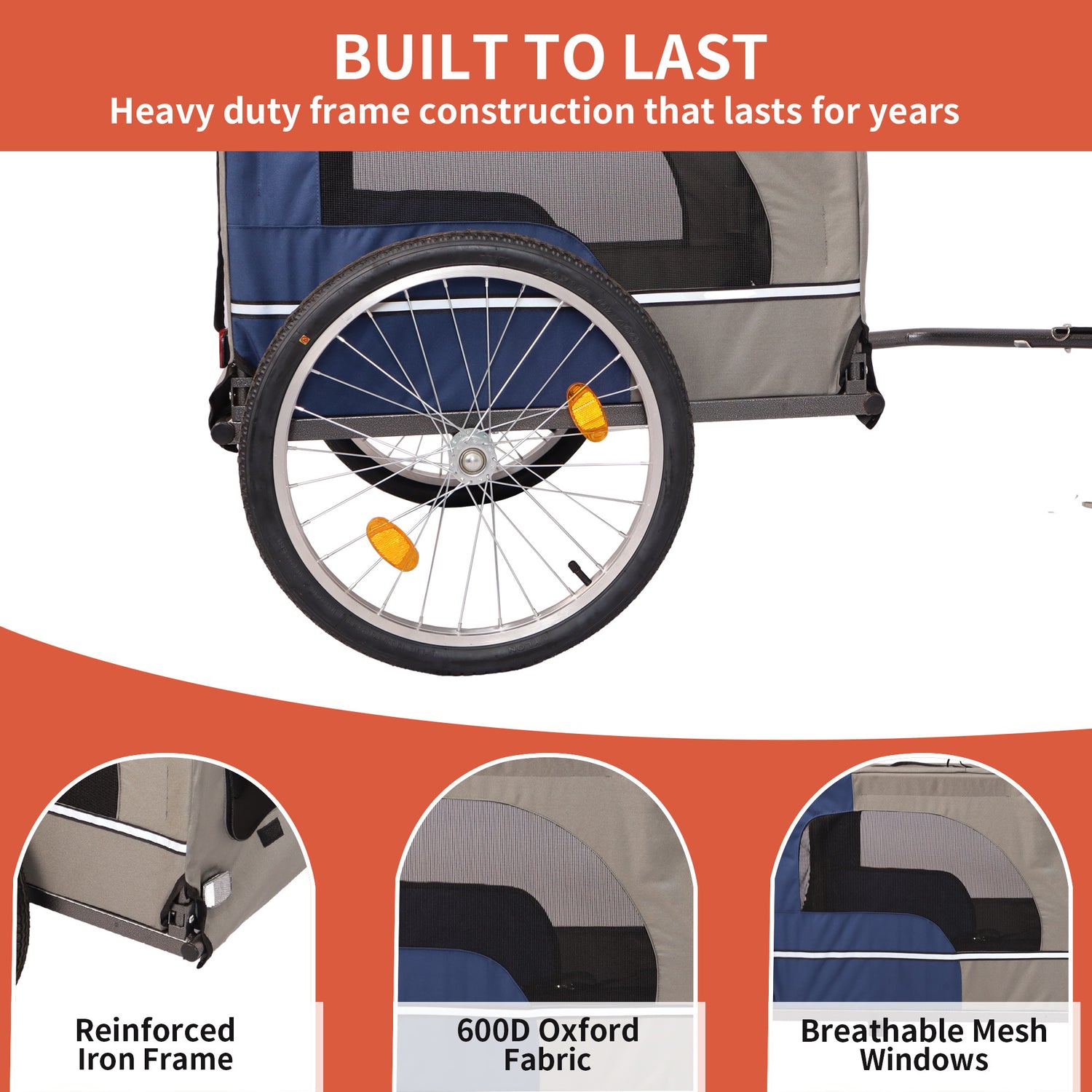 Tangkula Dog Bike Trailer, Breathable Mesh Dog Cart with 3 Entrances, Safety Flag, 8 Reflectors, Folding Pet Carrier Wagon with 20 Inch Wheels, Bicycle Carrier for Medium and Small Sized Dogs