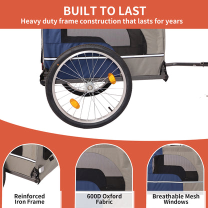 Tangkula Dog Bike Trailer, Breathable Mesh Dog Cart with 3 Entrances, Safety Flag, 8 Reflectors, Folding Pet Carrier Wagon with 20 Inch Wheels, Bicycle Carrier for Medium and Small Sized Dogs