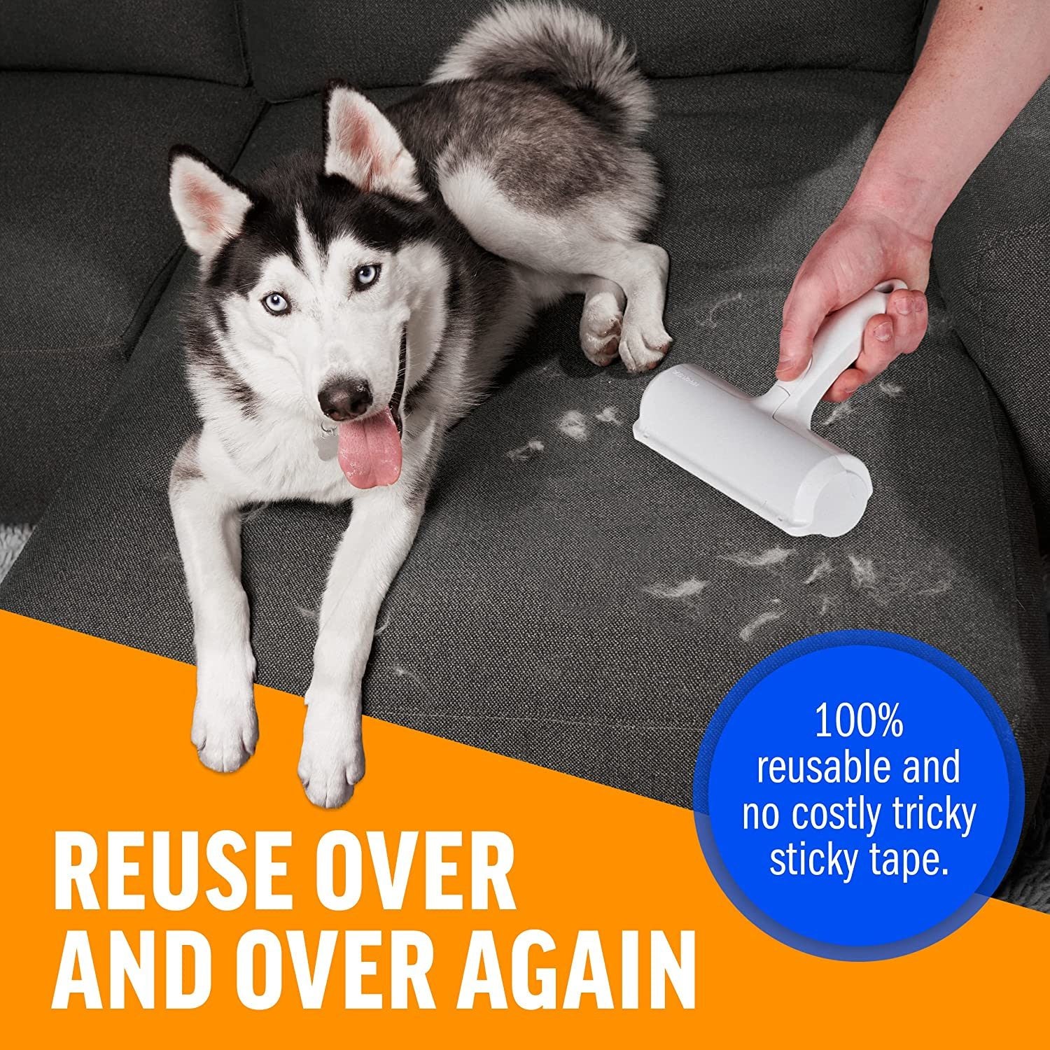 Pet Hair Remover - Reusable Cat and Dog Hair Remover for Furniture; Couch; Carpet; Car Seats and Bedding; pet grooming; Portable; Multi-Surface Lint Roller &amp; Animal Fur Removal Tool