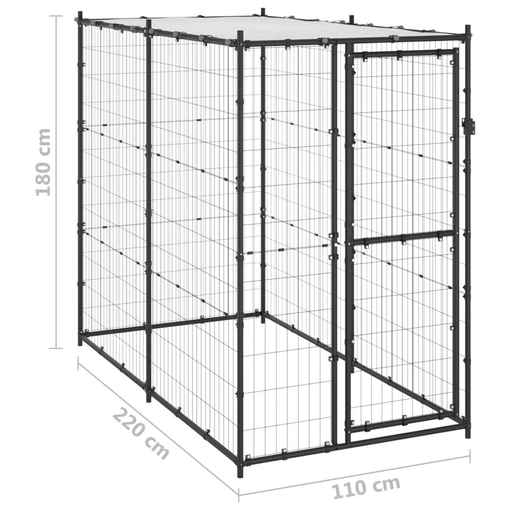 Outdoor Dog Kennel Steel with Roof 43.3&quot;x86.6&quot;x70.9&quot;