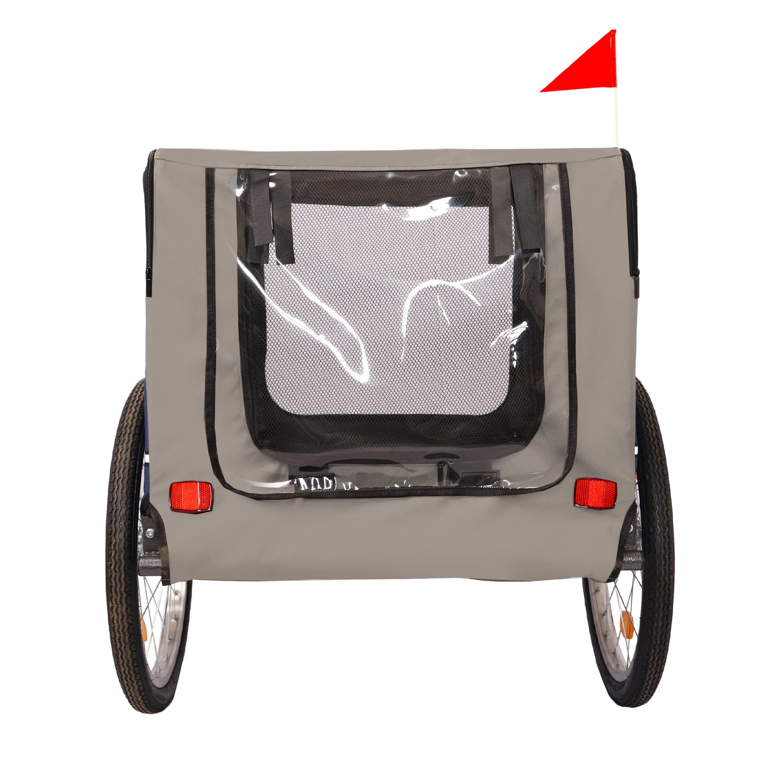 Tangkula Dog Bike Trailer, Breathable Mesh Dog Cart with 3 Entrances, Safety Flag, 8 Reflectors, Folding Pet Carrier Wagon with 20 Inch Wheels, Bicycle Carrier for Medium and Small Sized Dogs