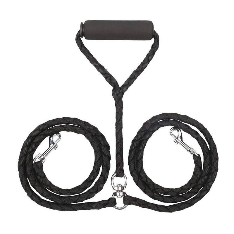 2 Way Braided Nylon Dual Dog Leash Double Leash Rope Strong Pet Leash Walking Running Leads For Couplers With Soft Padded Handle