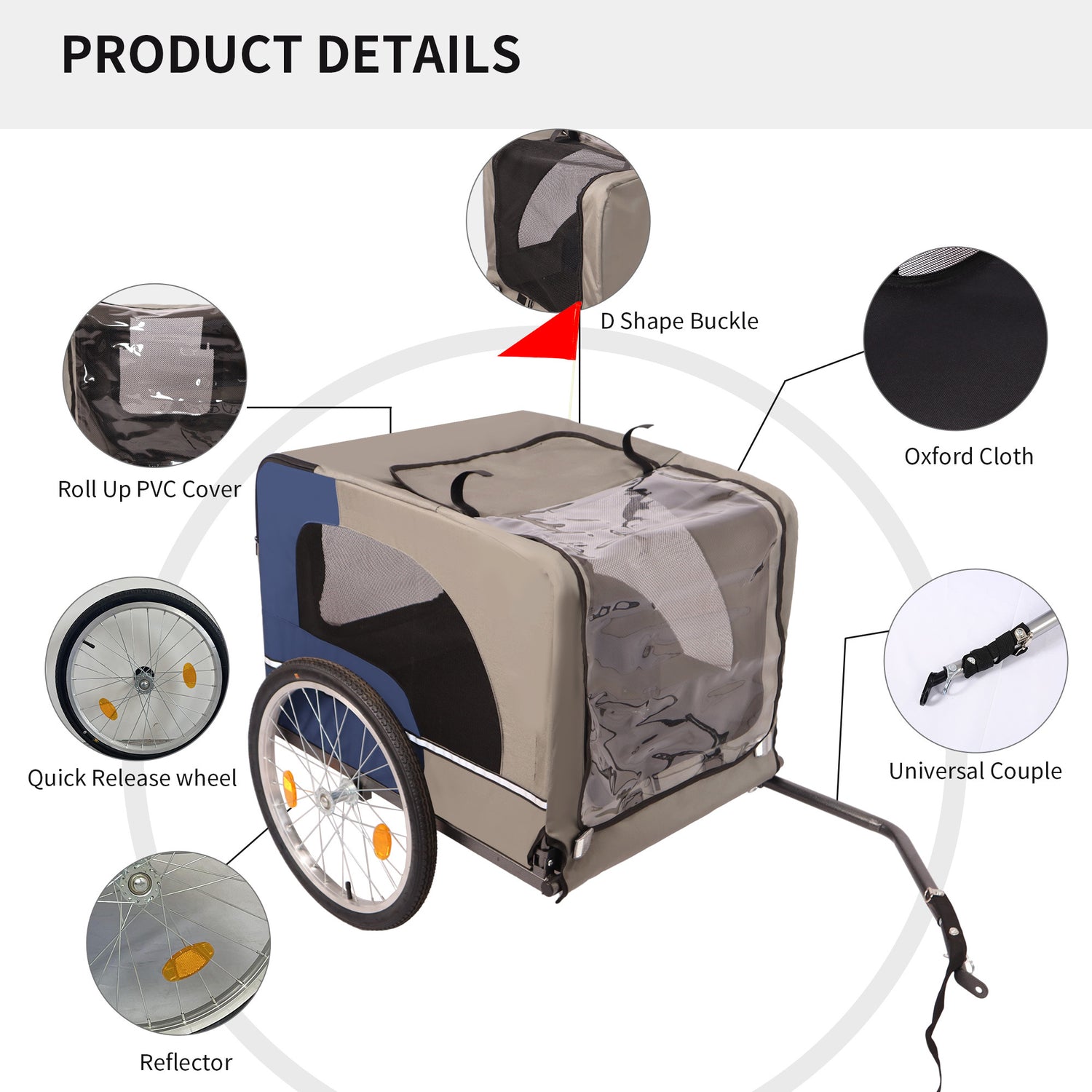 Tangkula Dog Bike Trailer, Breathable Mesh Dog Cart with 3 Entrances, Safety Flag, 8 Reflectors, Folding Pet Carrier Wagon with 20 Inch Wheels, Bicycle Carrier for Medium and Small Sized Dogs
