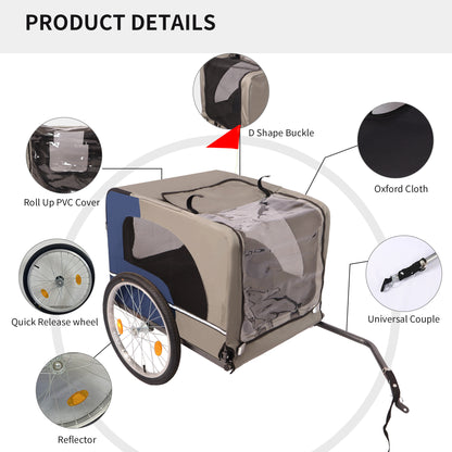 Tangkula Dog Bike Trailer, Breathable Mesh Dog Cart with 3 Entrances, Safety Flag, 8 Reflectors, Folding Pet Carrier Wagon with 20 Inch Wheels, Bicycle Carrier for Medium and Small Sized Dogs