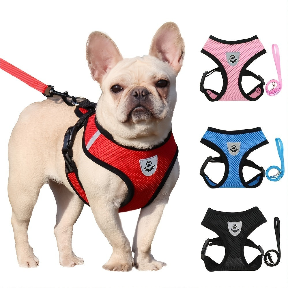 Reflective Pet Harness And Leash Set For Dog &amp; Cat; Adjustable No Pull Dog Harness With Soft Mesh