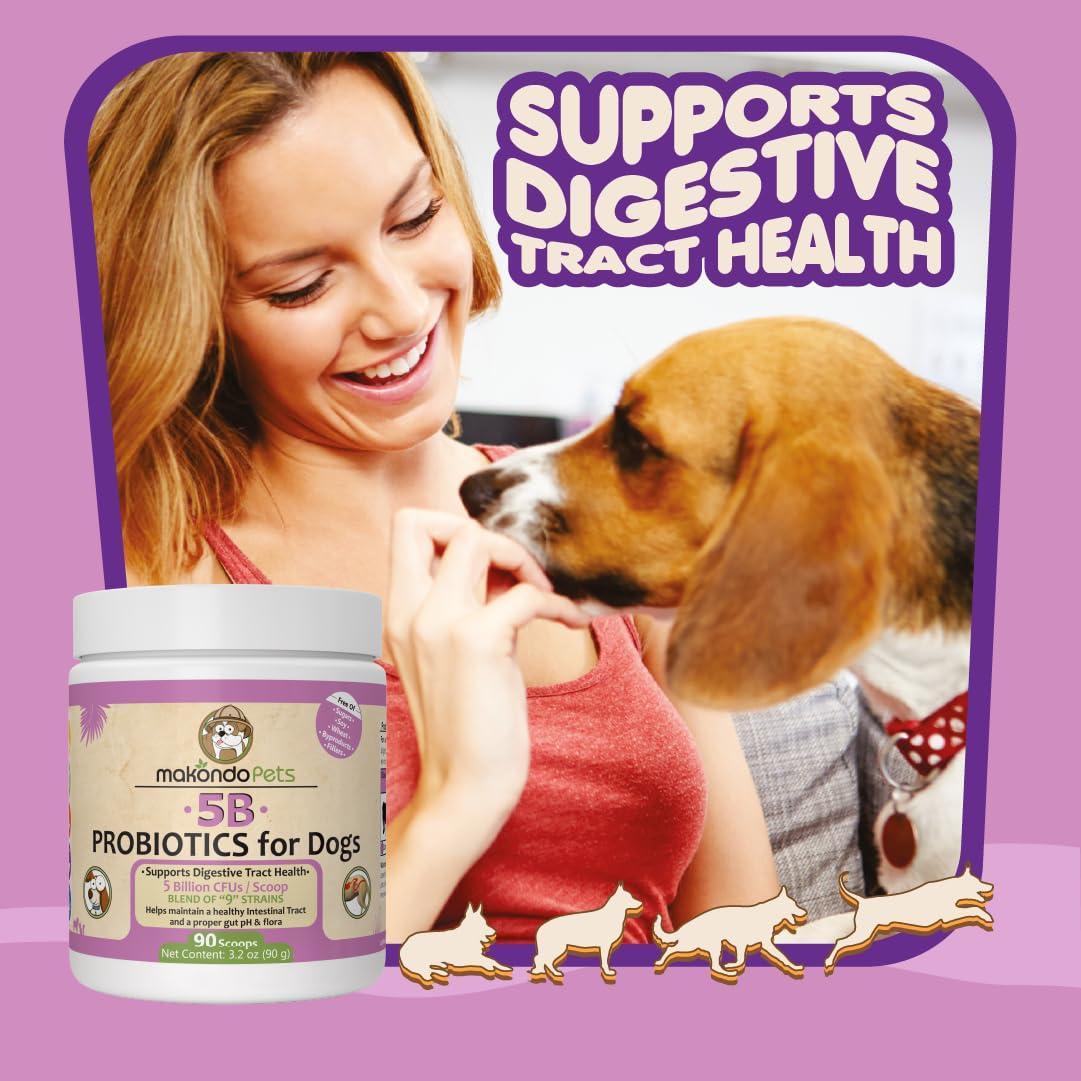 Probiotics for Dogs &amp; Puppies Extra Strength 9 Species 5 Billion CFU per Scoop of Dog Probiotics and Digestive Enzymes for Dogs Support Fiber for Dogs  Dog Allergy Relief Powder Probiotic for Dogs