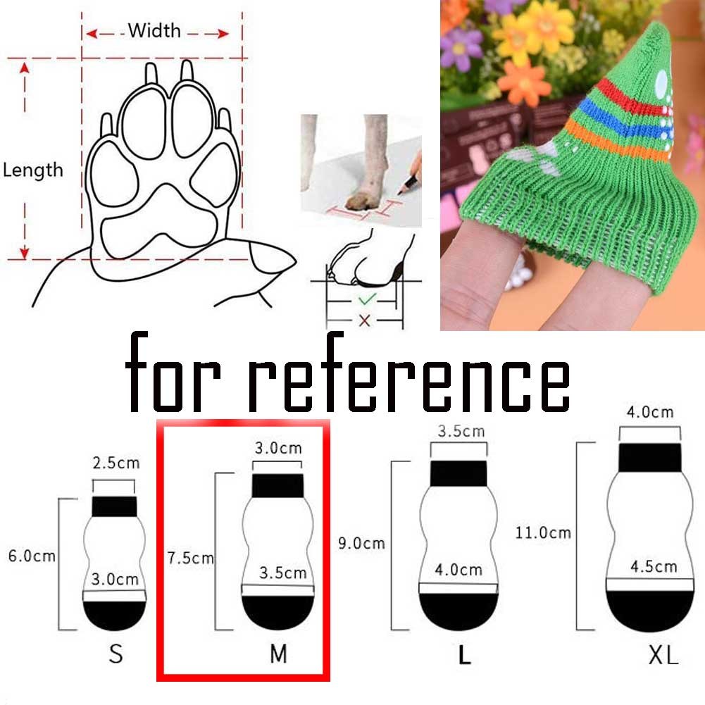 4 Pcs Green Christmas Tree Dog Knitted Pet Socks Cartoon Cute