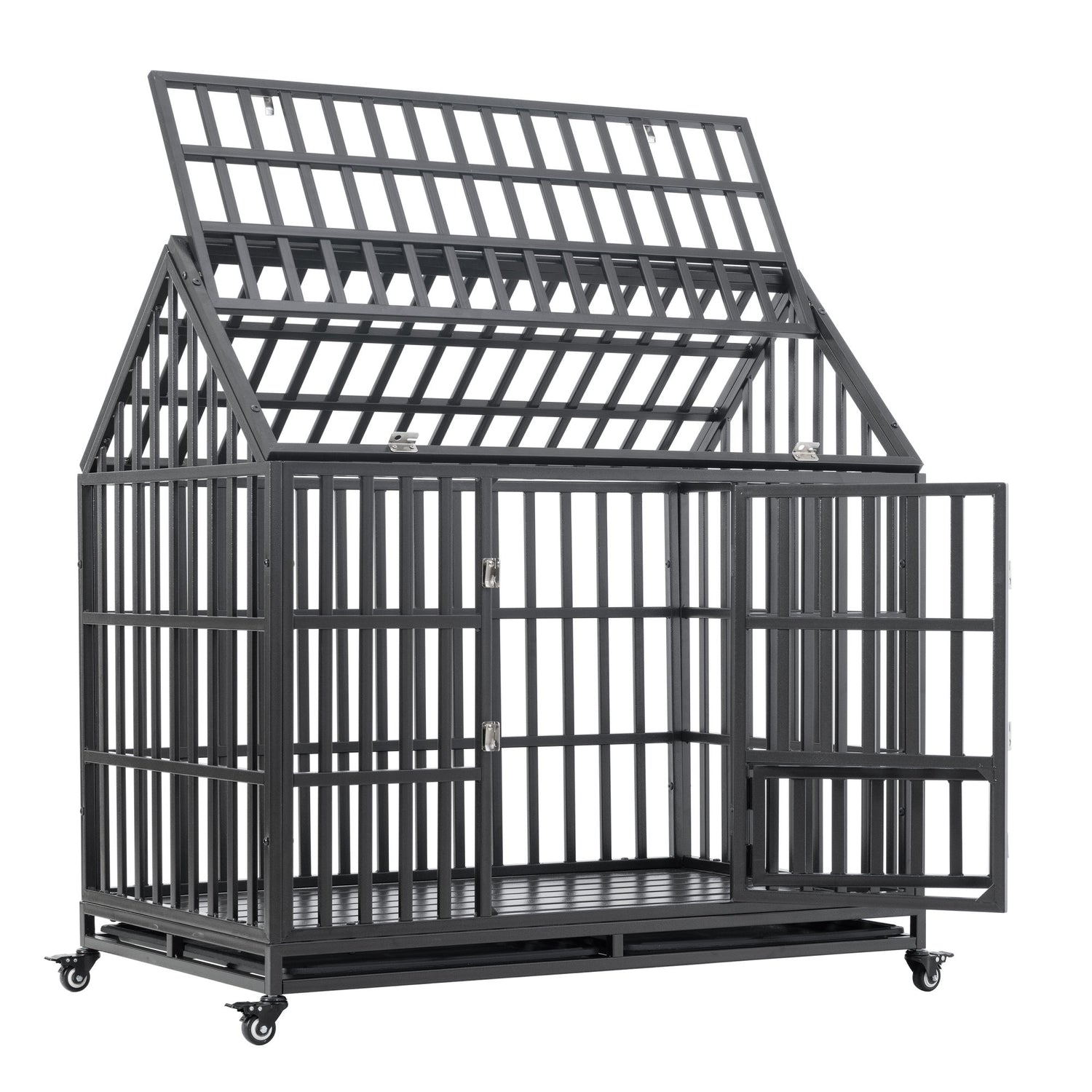 Heavy Duty Dog Cage pet Crate with Roof &amp; window on roof