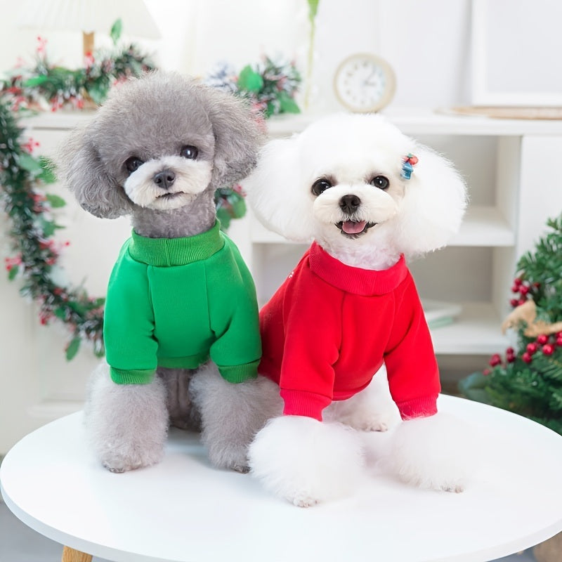 Christmas Pet Hoodie With Santa Claus Pattern For Dog &amp; Cat; Festive Dog Hoodie; Warm Cat Sweater