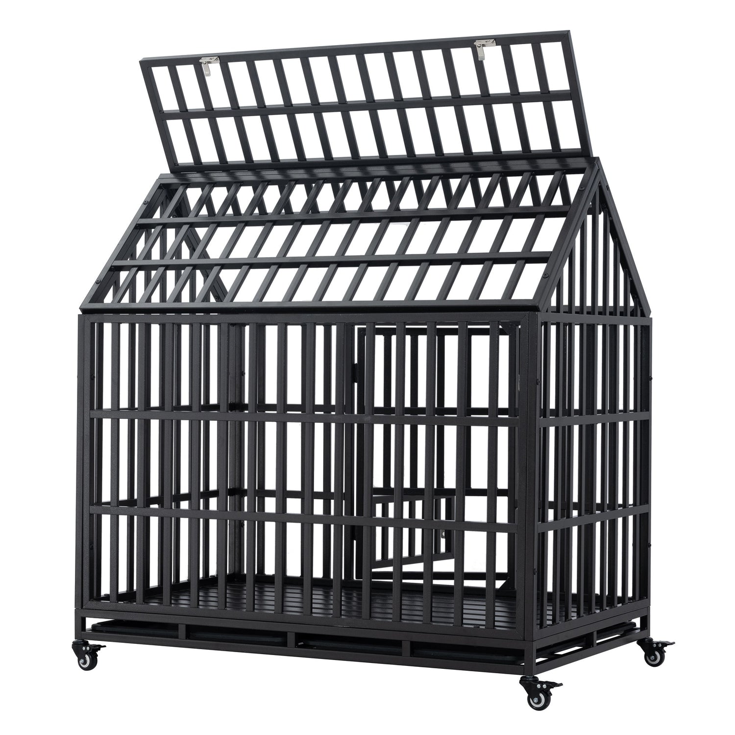Heavy Duty Dog Cage pet Crate with Roof &amp; window on roof