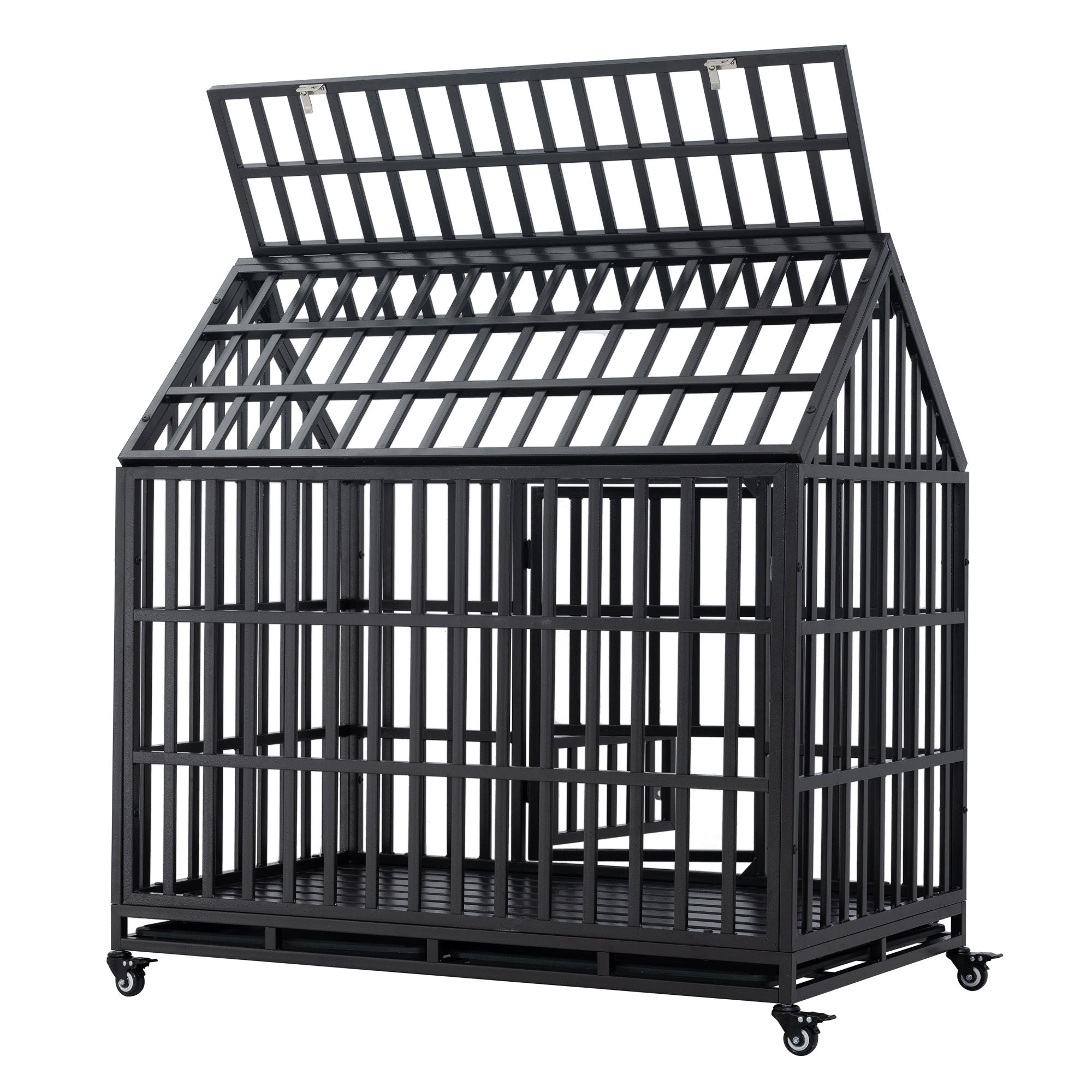 Heavy Duty Dog Cage pet Crate with Roof &amp; window on roof