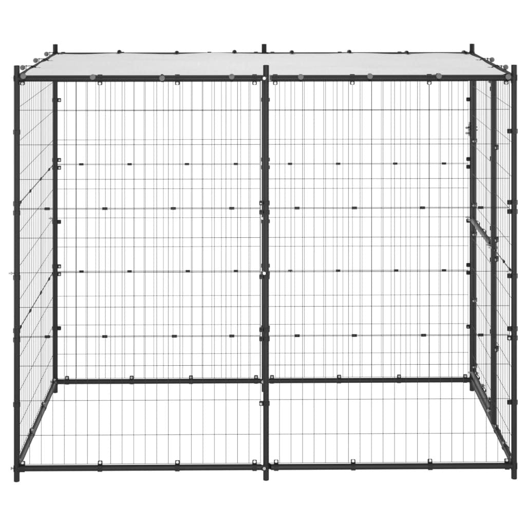 Outdoor Dog Kennel Steel with Roof 43.3&quot;x86.6&quot;x70.9&quot;