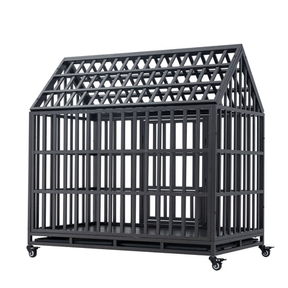 Heavy Duty Dog Cage pet Crate with Roof &amp; window on roof