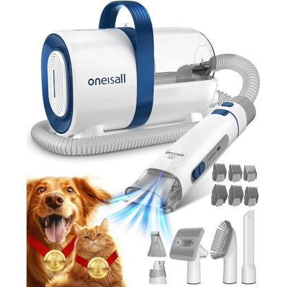 oneisall Dog Hair Vacuum &amp; Dog Grooming Kit, Pet Grooming Vacuum with Pet Clipper Nail Grinder, 1.5L Dust Cup Dog Brush Vacuum