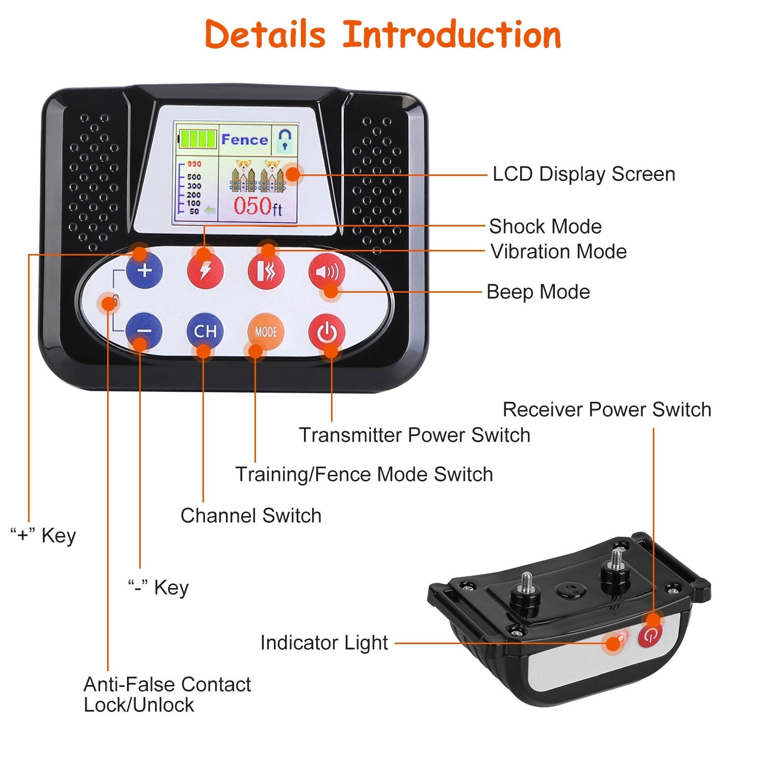 990FT Range Dog Wireless Fence Remote Training Collar