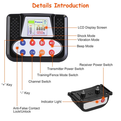 990FT Range Dog Wireless Fence Remote Training Collar
