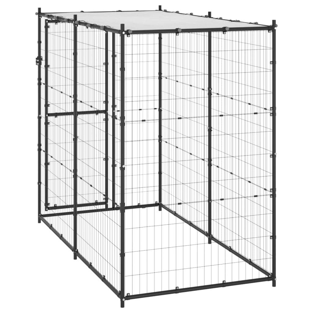 Outdoor Dog Kennel Steel with Roof 43.3&quot;x86.6&quot;x70.9&quot;