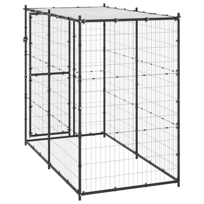 Outdoor Dog Kennel Steel with Roof 43.3&quot;x86.6&quot;x70.9&quot;